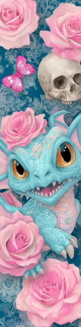 Free printable dragon bookmark featuring mean baby blue dragon